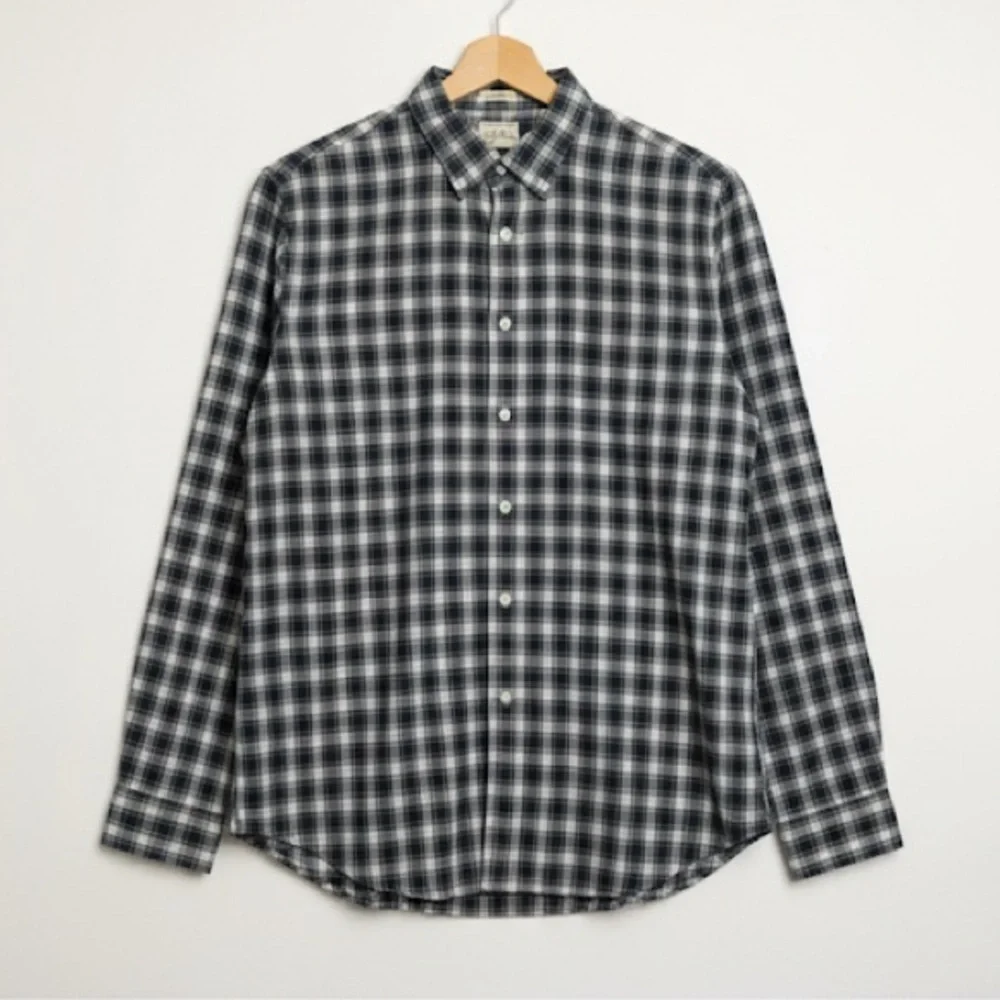 J. Crew Men's Classic Blue and White Plaid Shirt
